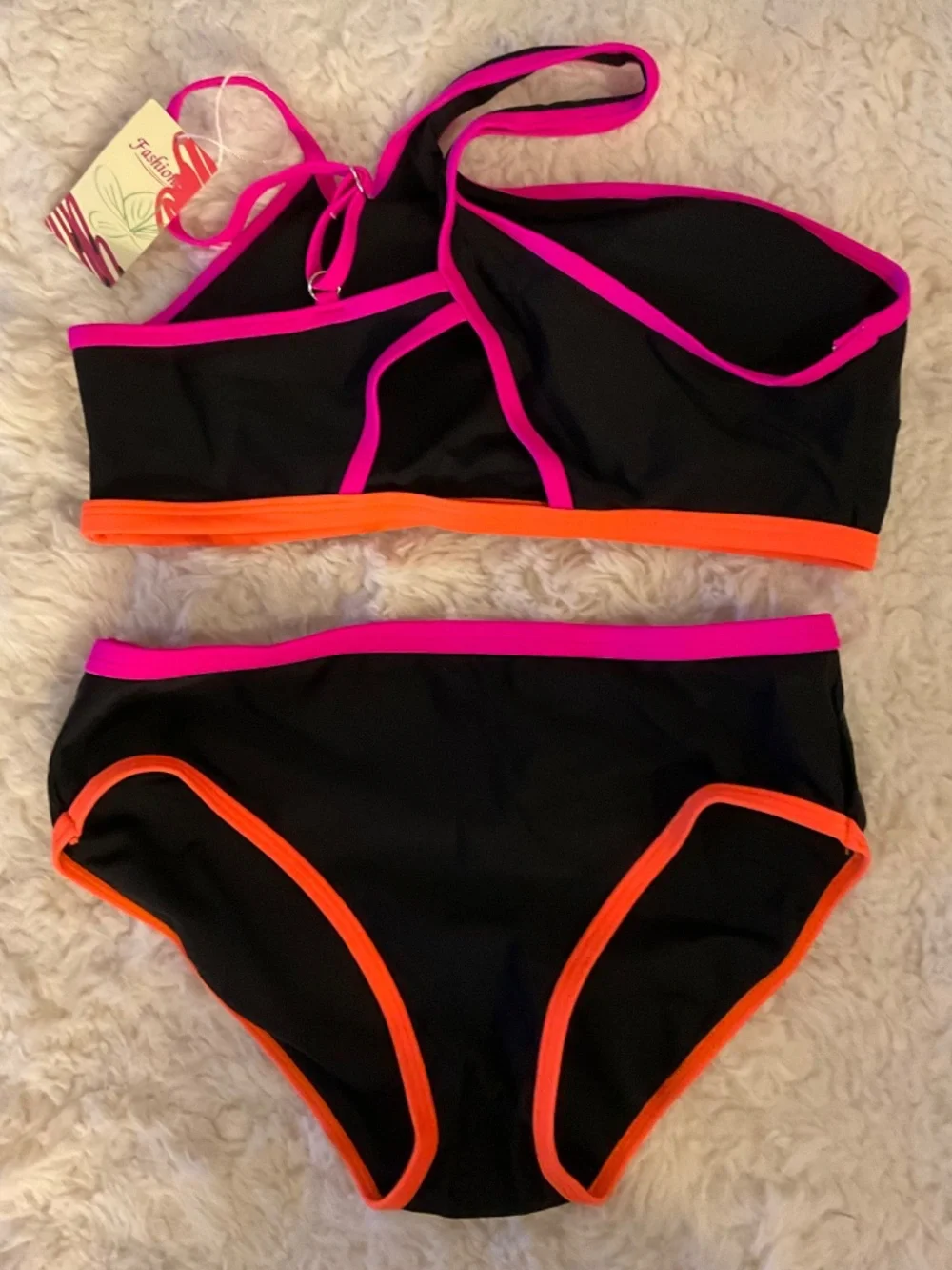 Girls 2 Piece Swimsuit Teen Bathing Suits One Shoulder Black Bikini Color